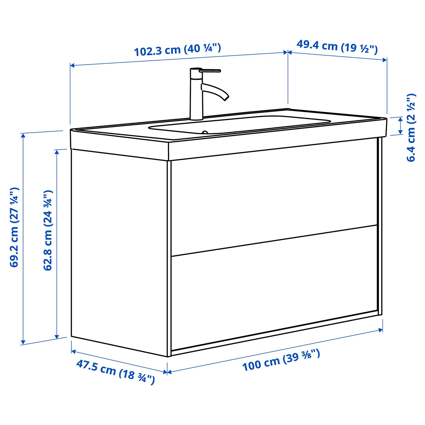 ÄNGSJÖN / ORRSJÖN wash-stnd w drawers/wash-basin/tap oak effect - IKEA