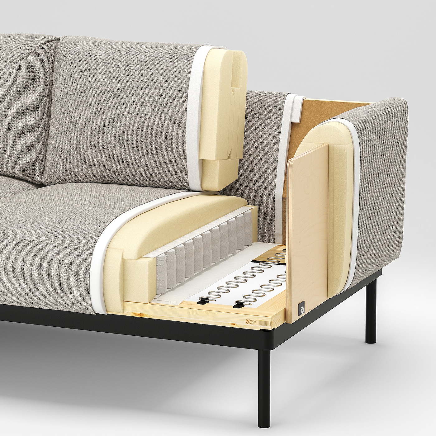 ÄPPLARYD 3-seat sofa with chaise longue Lejde light grey - IKEA