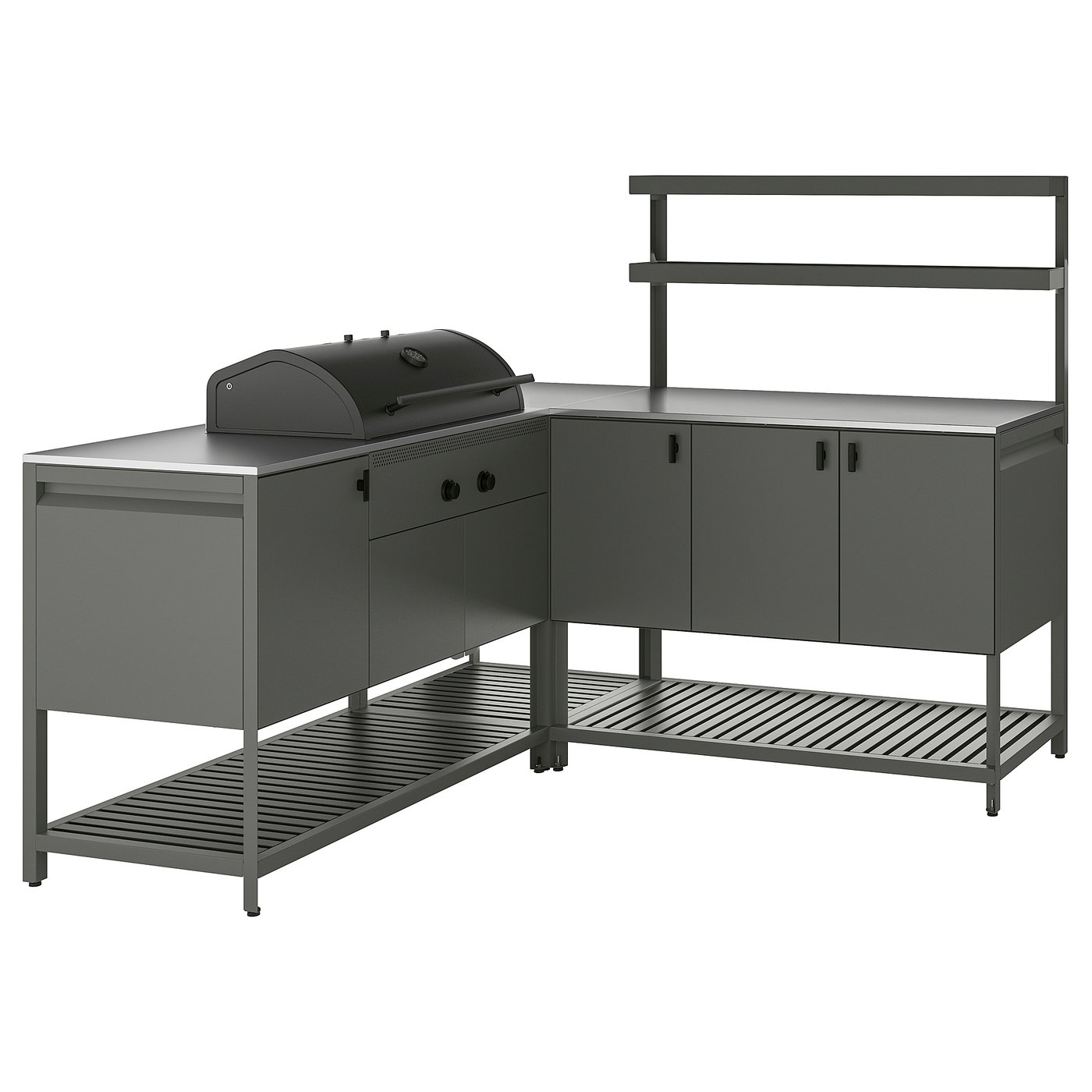 BÅTSKÄR outdoor kitchen w charcoal barbecue dark grey - IKEA