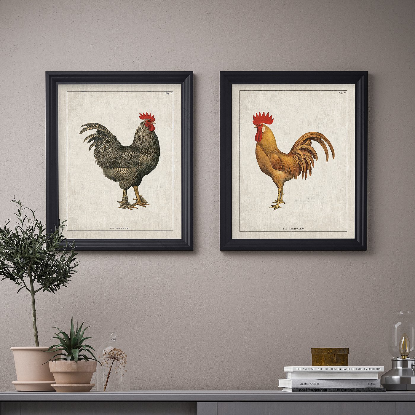 BILD poster Farmyard roosters - IKEA