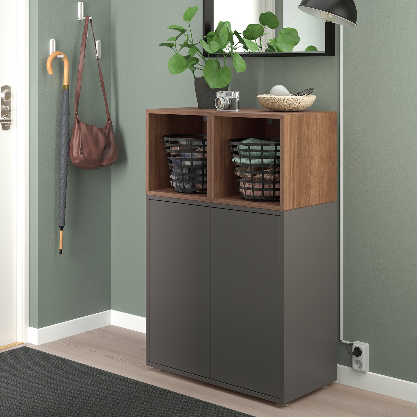 EKET combination with feet dark grey/walnut effect IKEA