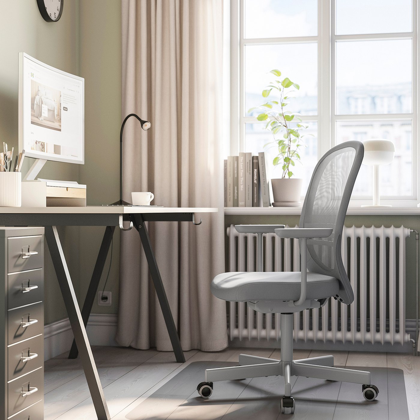 FLINTAN office chair with armrests Diseröd grey - IKEA