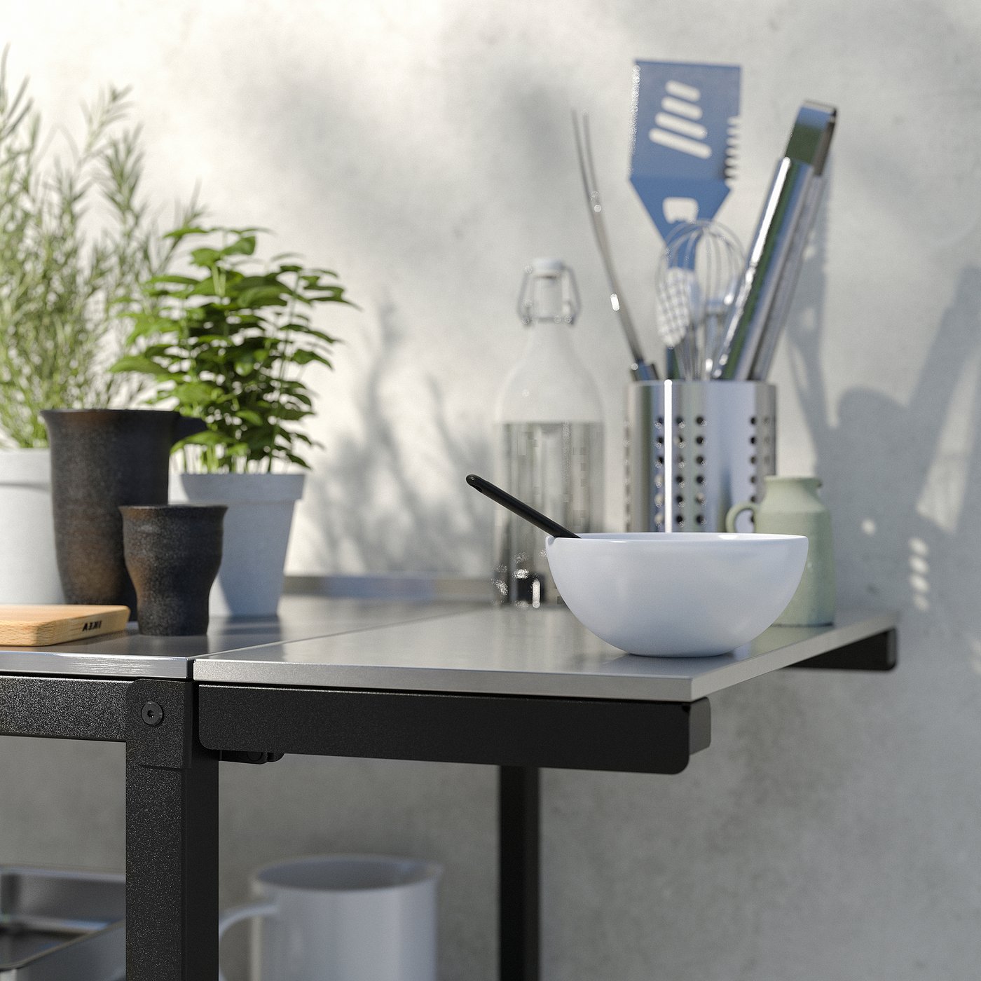 GRILLSKÄR kitchen island w side table stainless steel/outdoor - IKEA