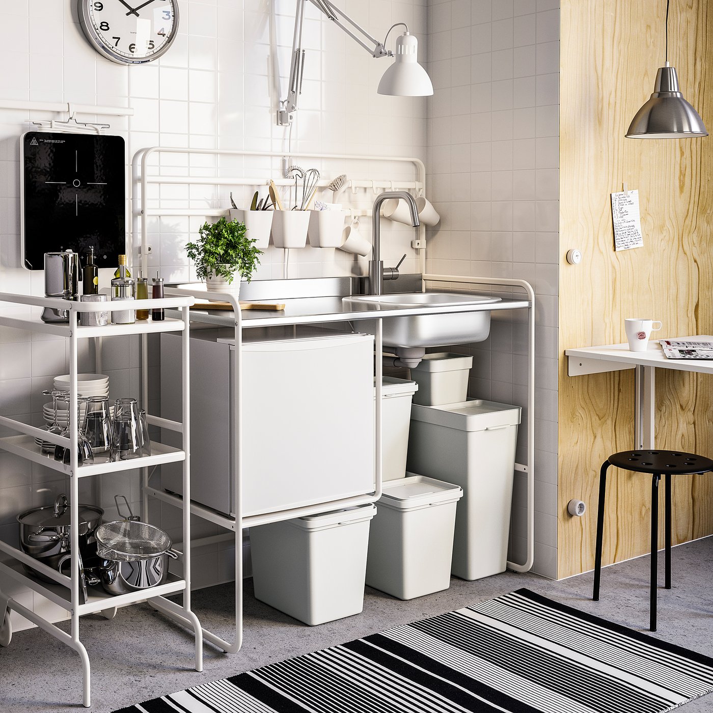 HÅLLBAR bin with lid light grey - IKEA