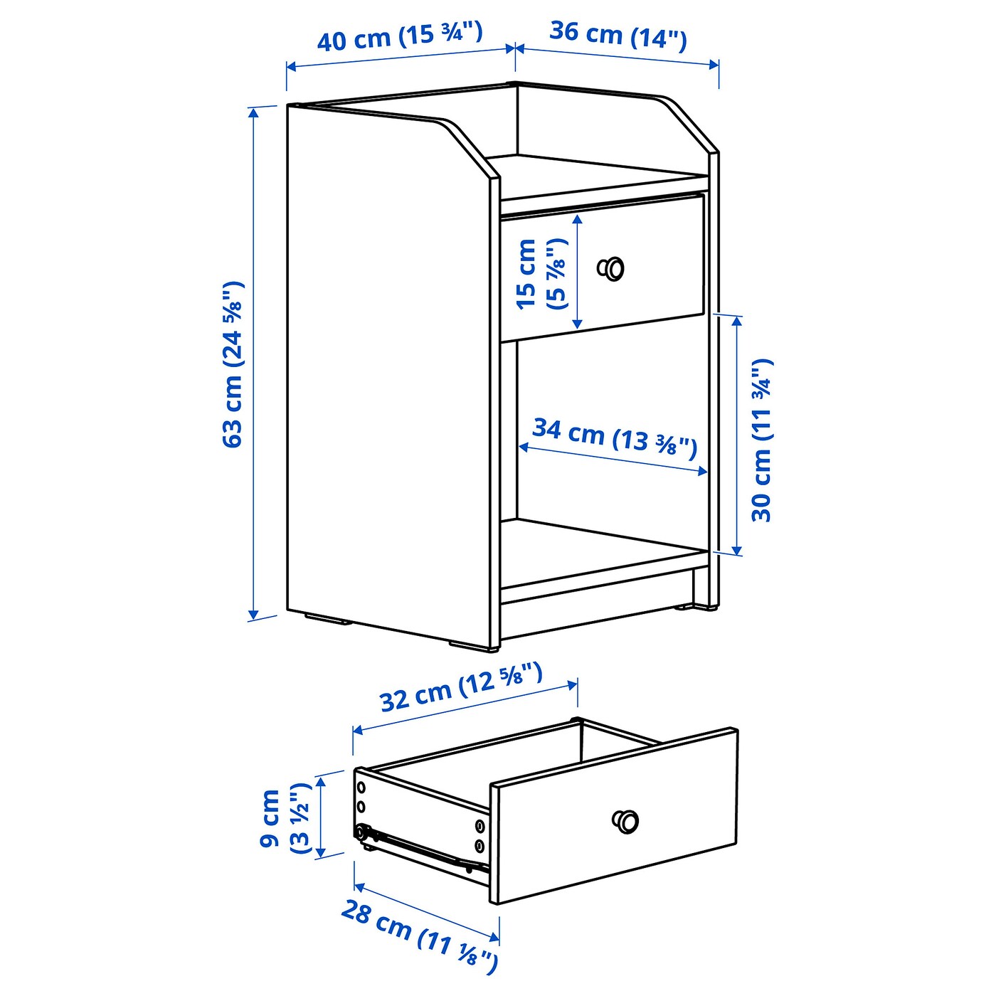 HAUGA bedside table white - IKEA