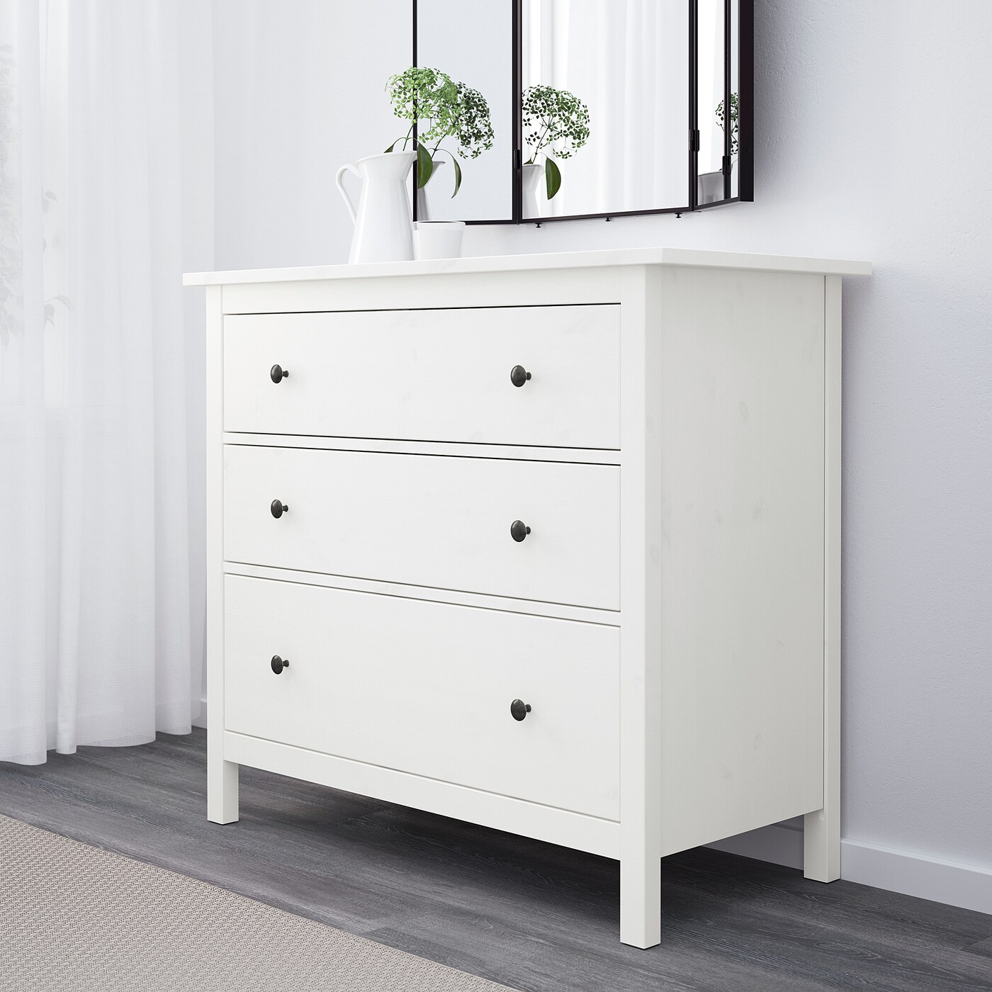 HEMNES chest of 3 drawers white stain - IKEA