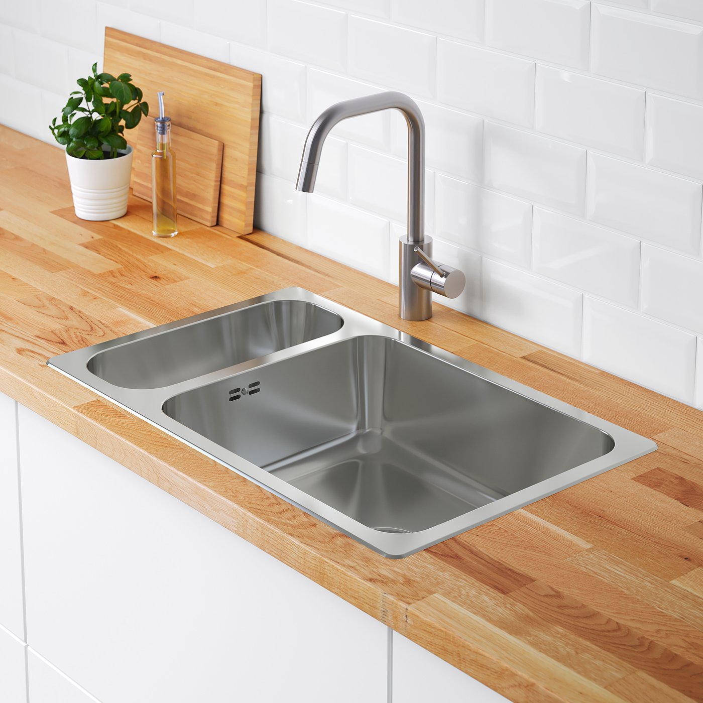 HILLESJÖN inset sink 1 1/2 bowl stainless steel - IKEA