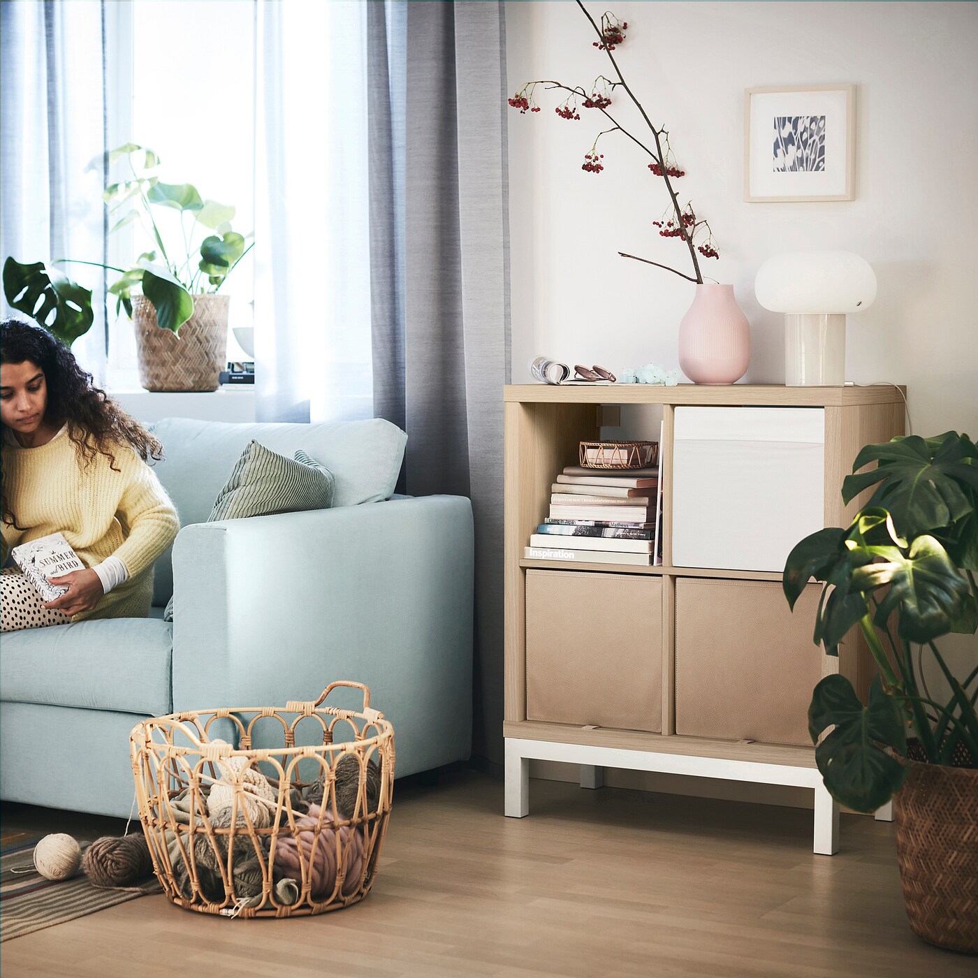 KALLAX shelving unit with underframe white stained oak effect 