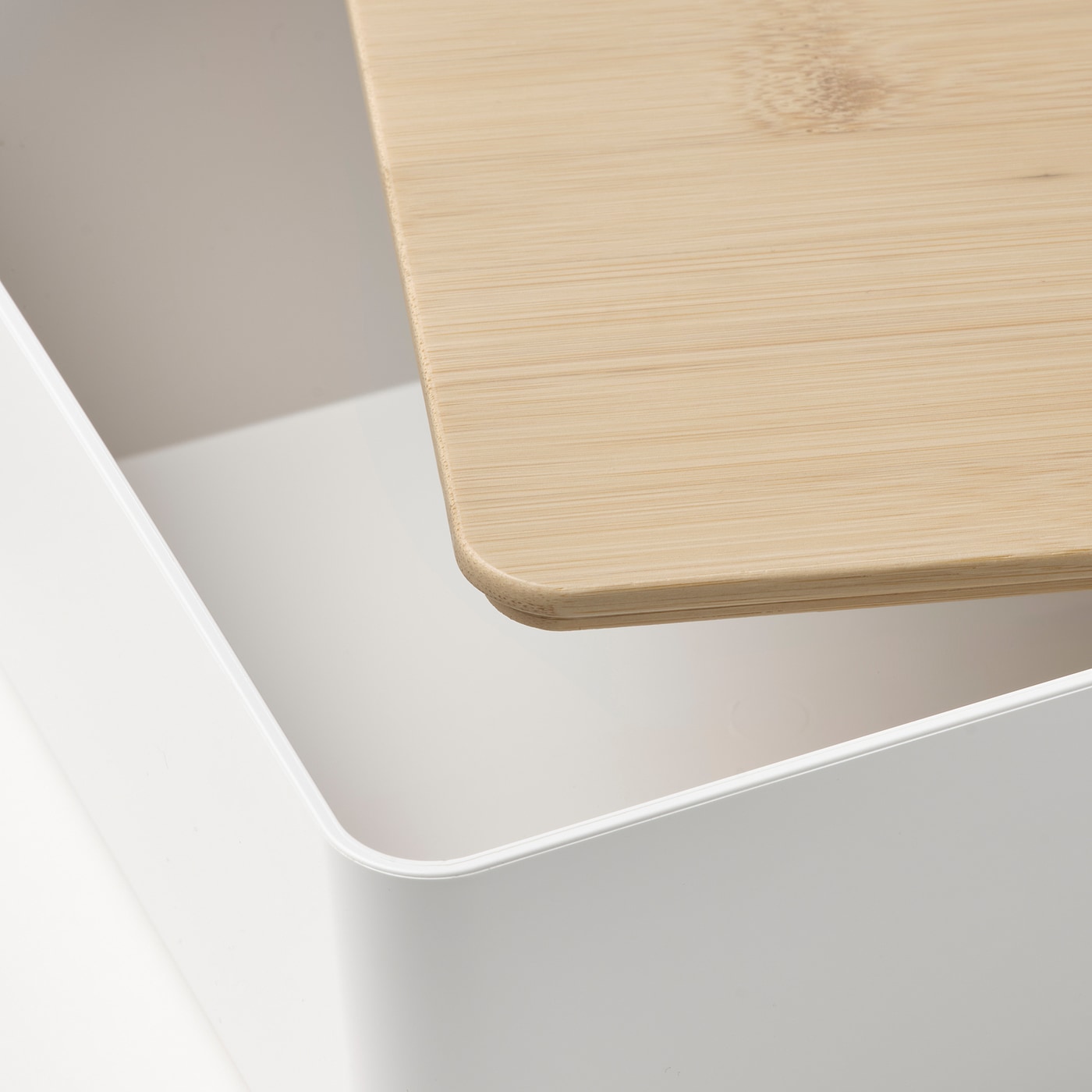 KUGGIS box with lid white/bamboo - IKEA