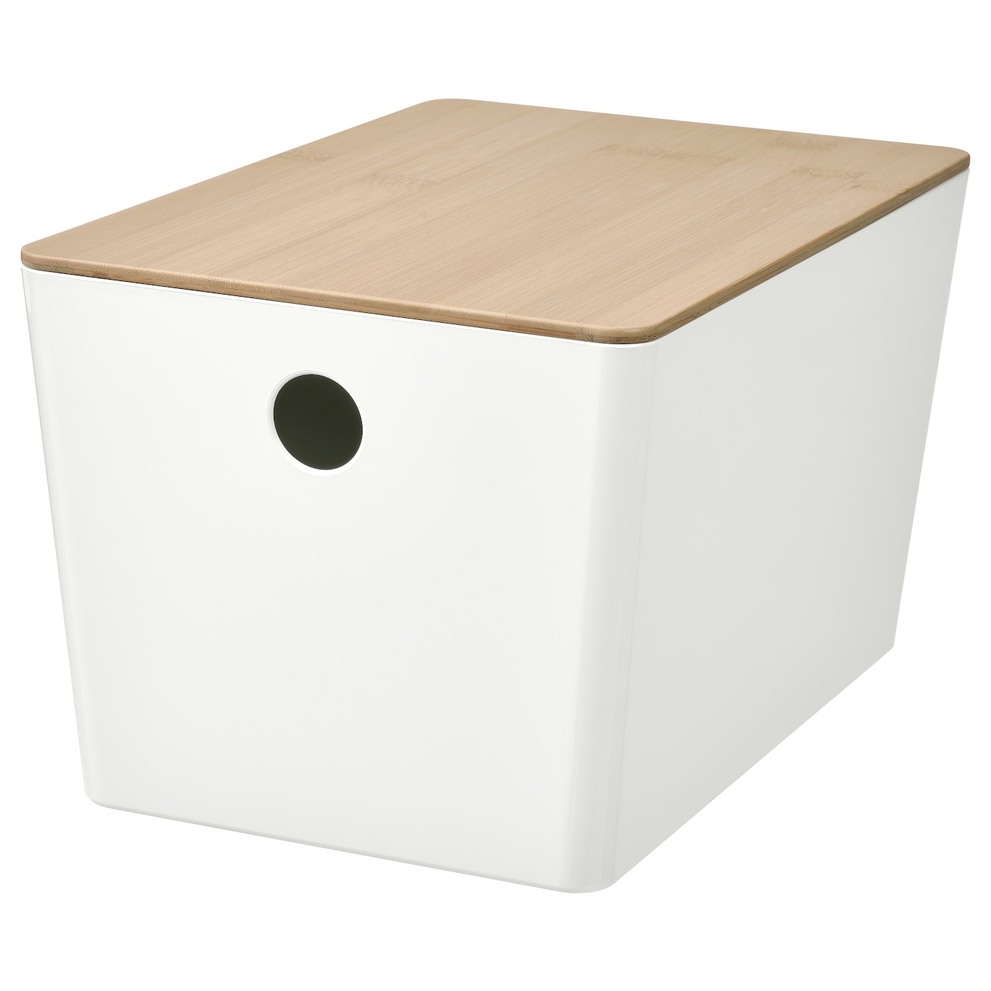 KUGGIS box with lid white/bamboo - IKEA