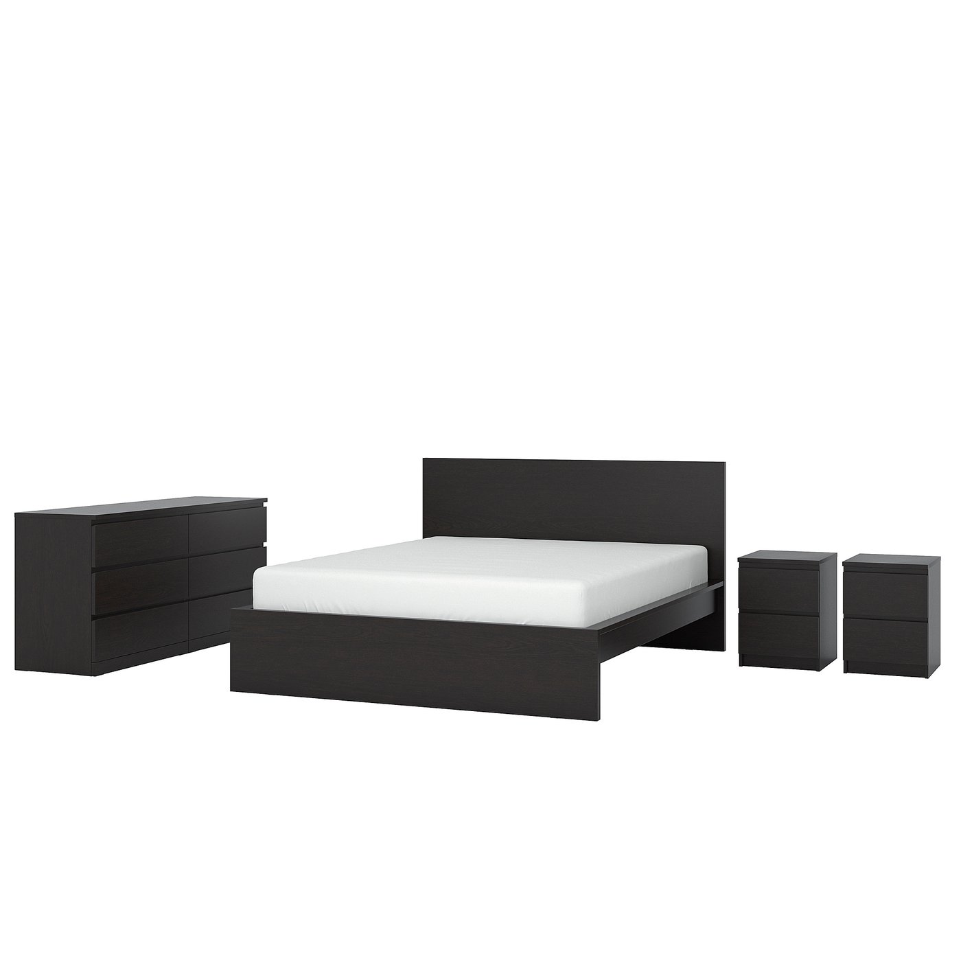 MALM bedroom furniture, set of 4 black-brown - IKEA