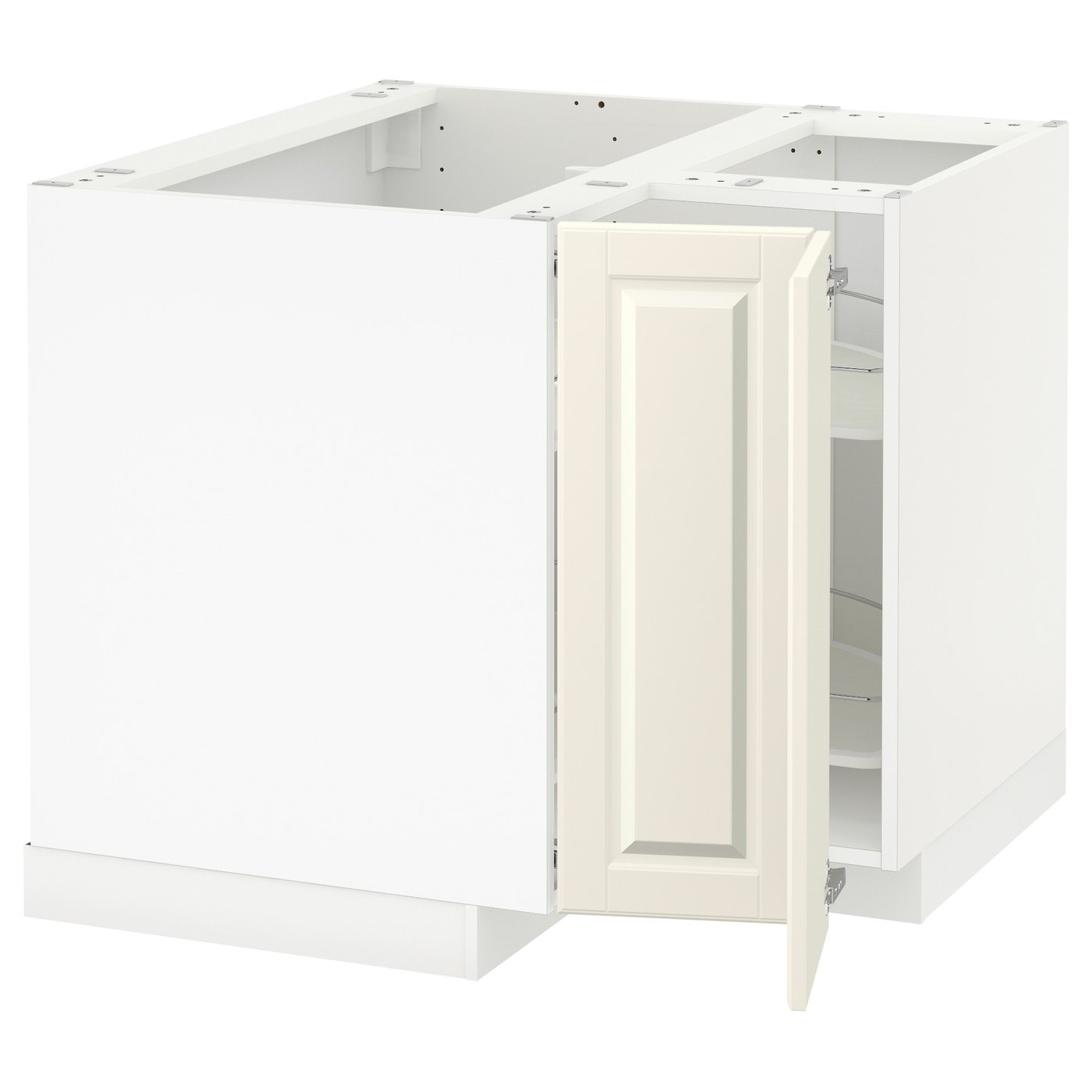 METOD corner base cabinet with carousel white/Bodbyn off-white - IKEA