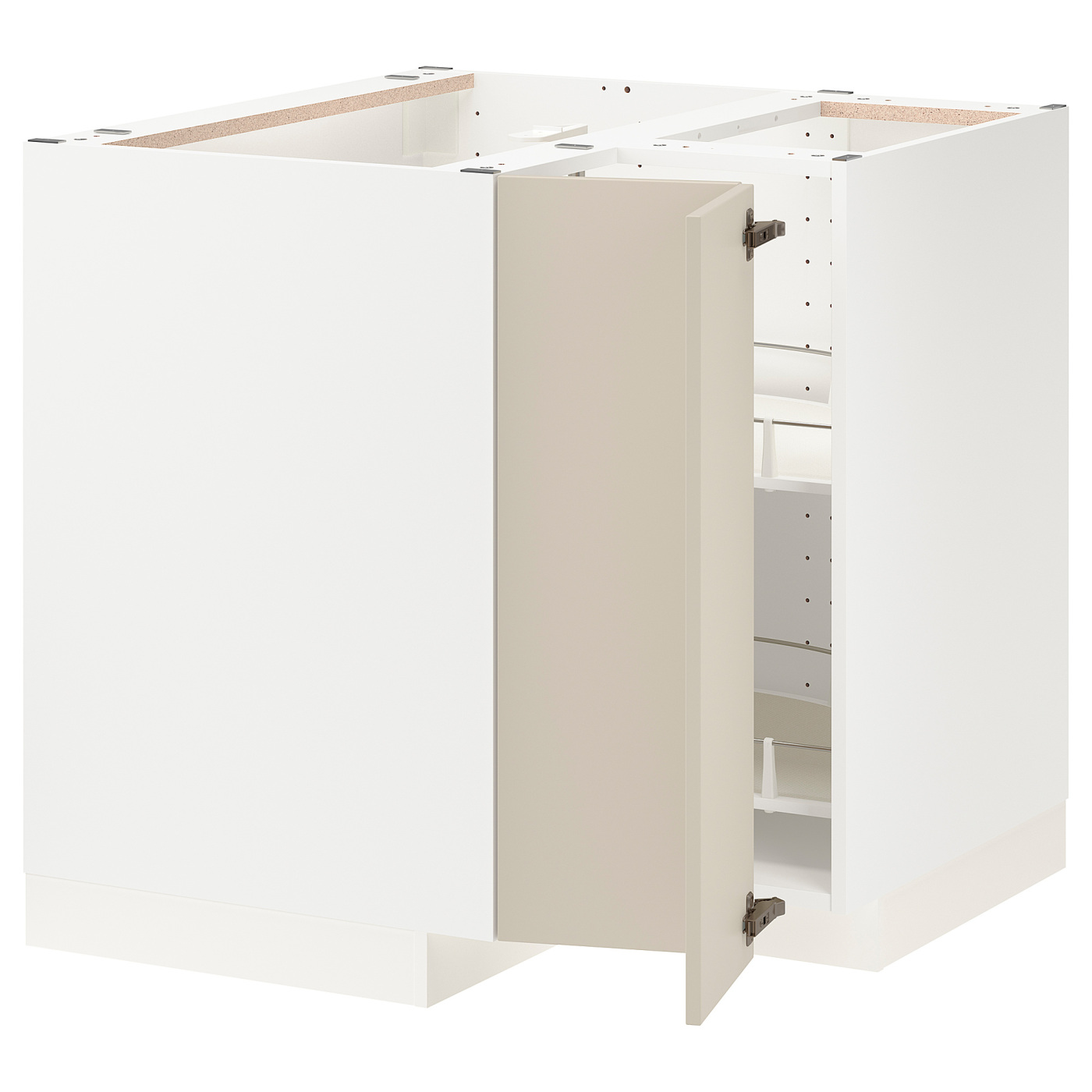 METOD corner base cabinet with carousel white/Havstorp beige - IKEA