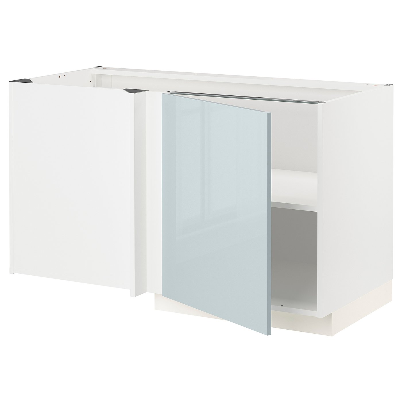 METOD corner base cabinet with shelf white/Kallarp light grey-blue - IKEA