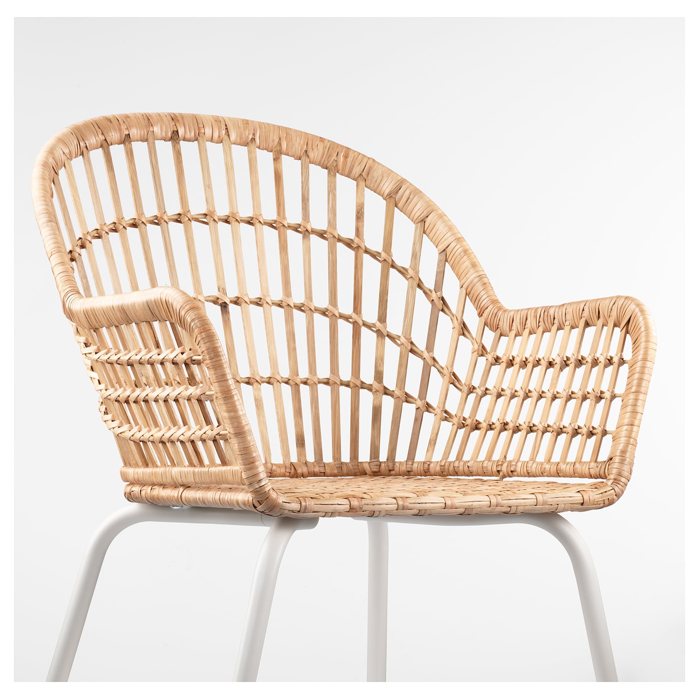 NILSOVE chair with armrests rattan/white - IKEA