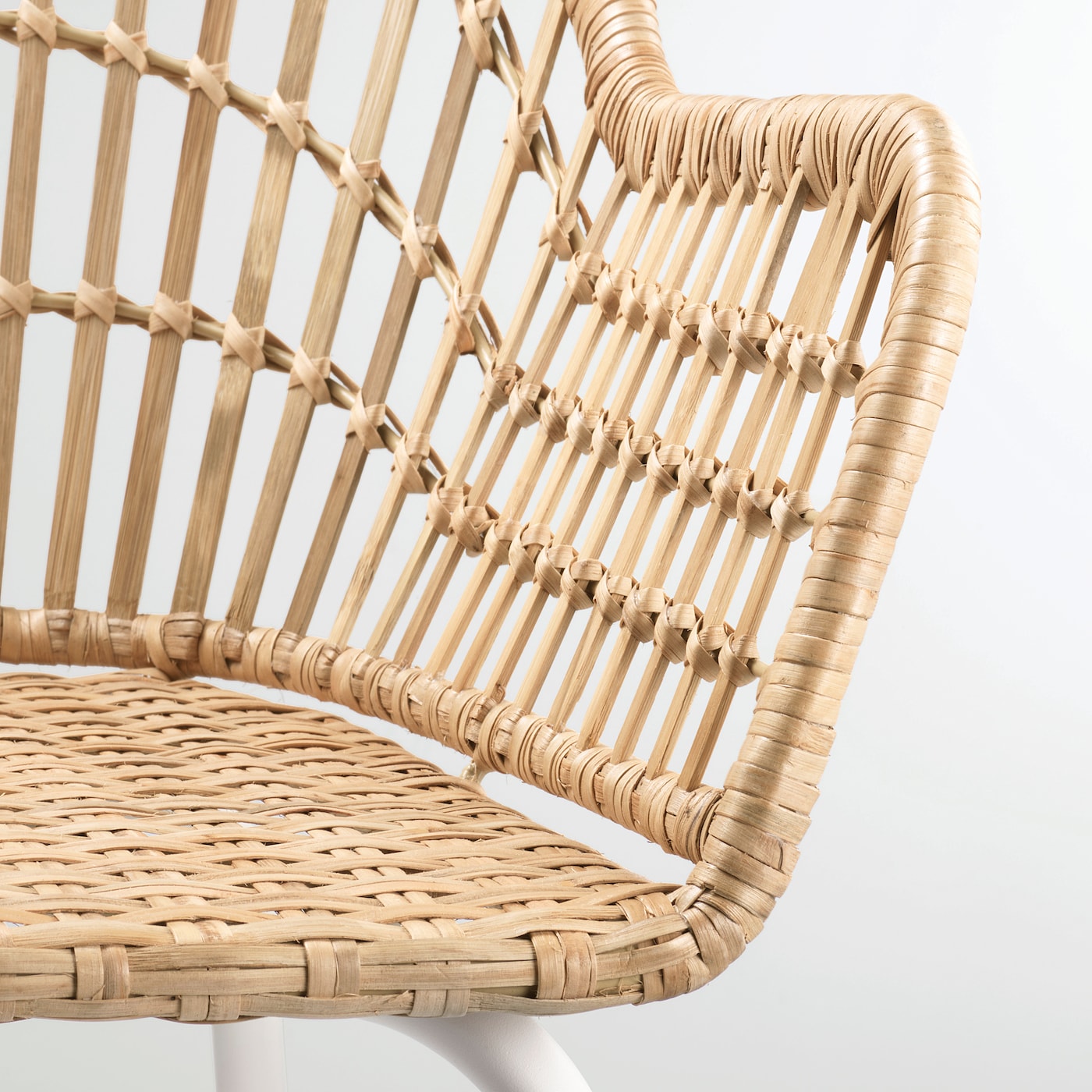 NILSOVE chair with armrests rattan/white - IKEA