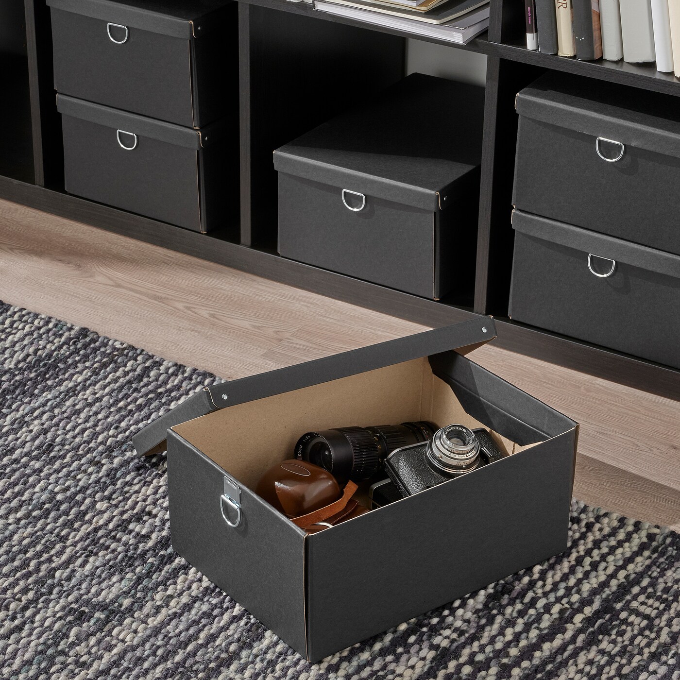 NIMM storage box with lid black - IKEA