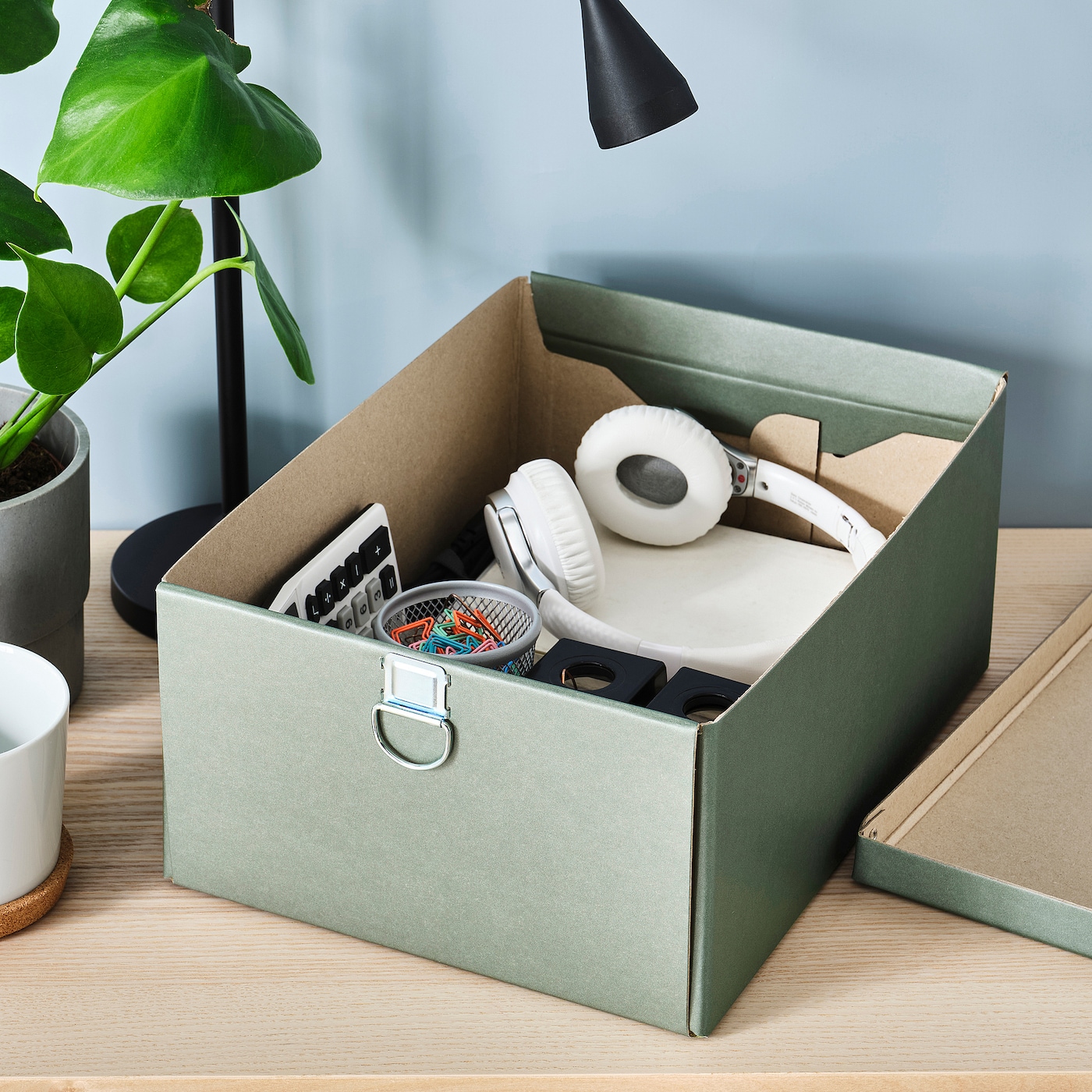 NIMM storage box with lid grey-green - IKEA