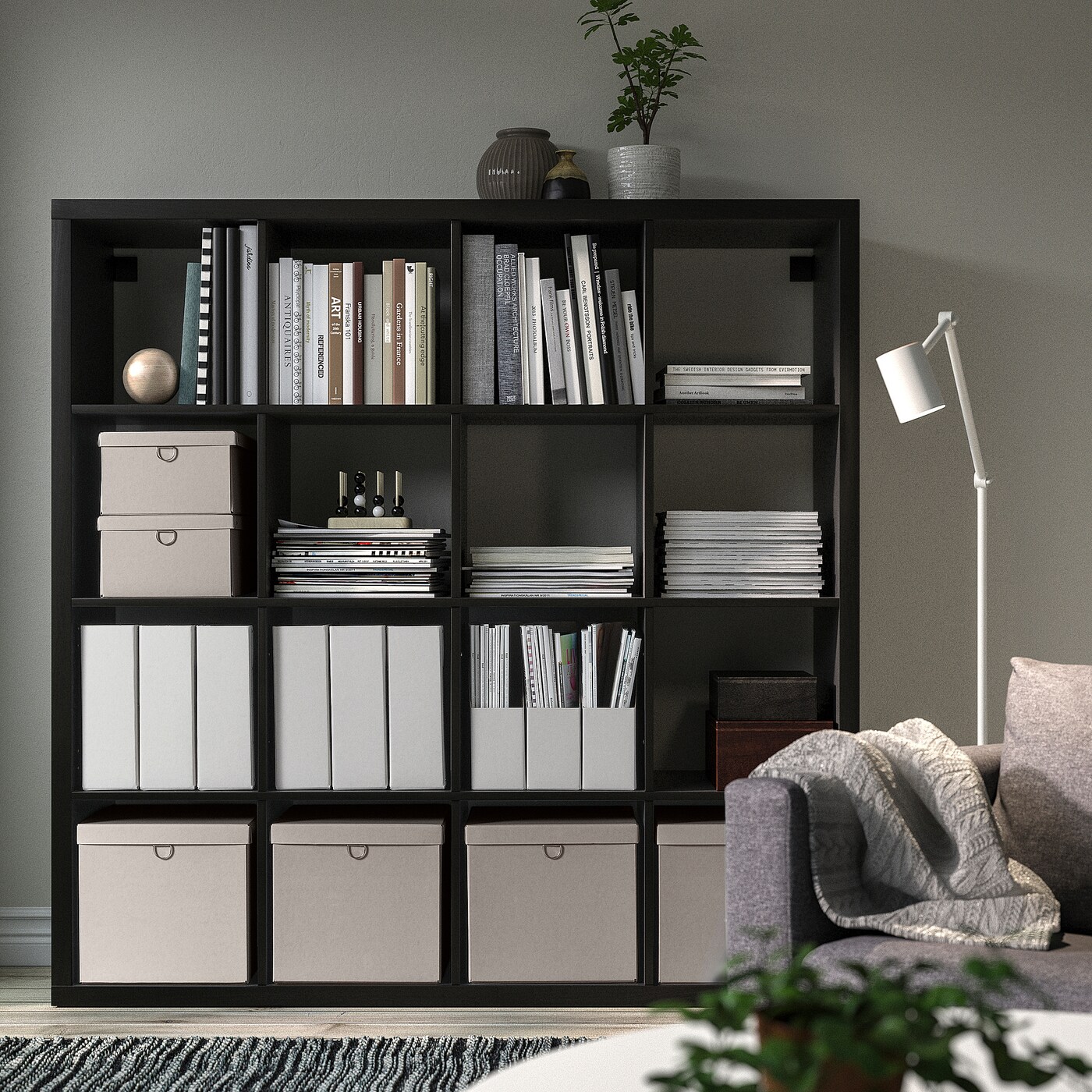 NIMM storage box with lid light grey-beige - IKEA