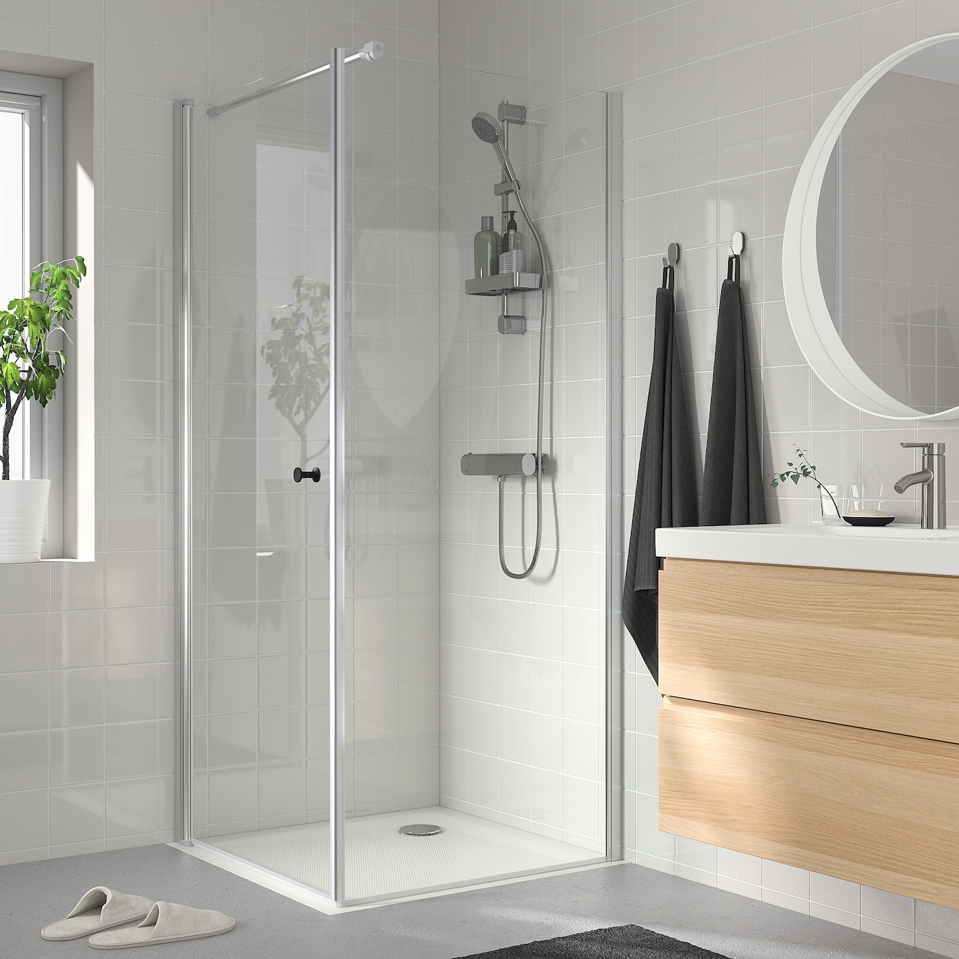 OPPEJEN / FOTINGEN corner shower with tray - IKEA