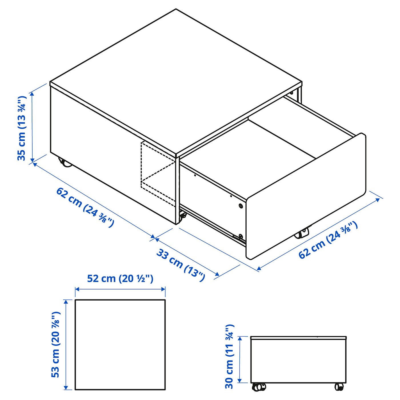 SLÄKT storage box with castors white - IKEA