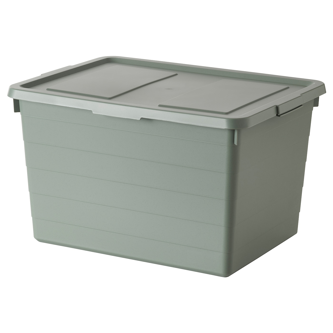 SOCKERBIT storage box with lid grey-green - IKEA