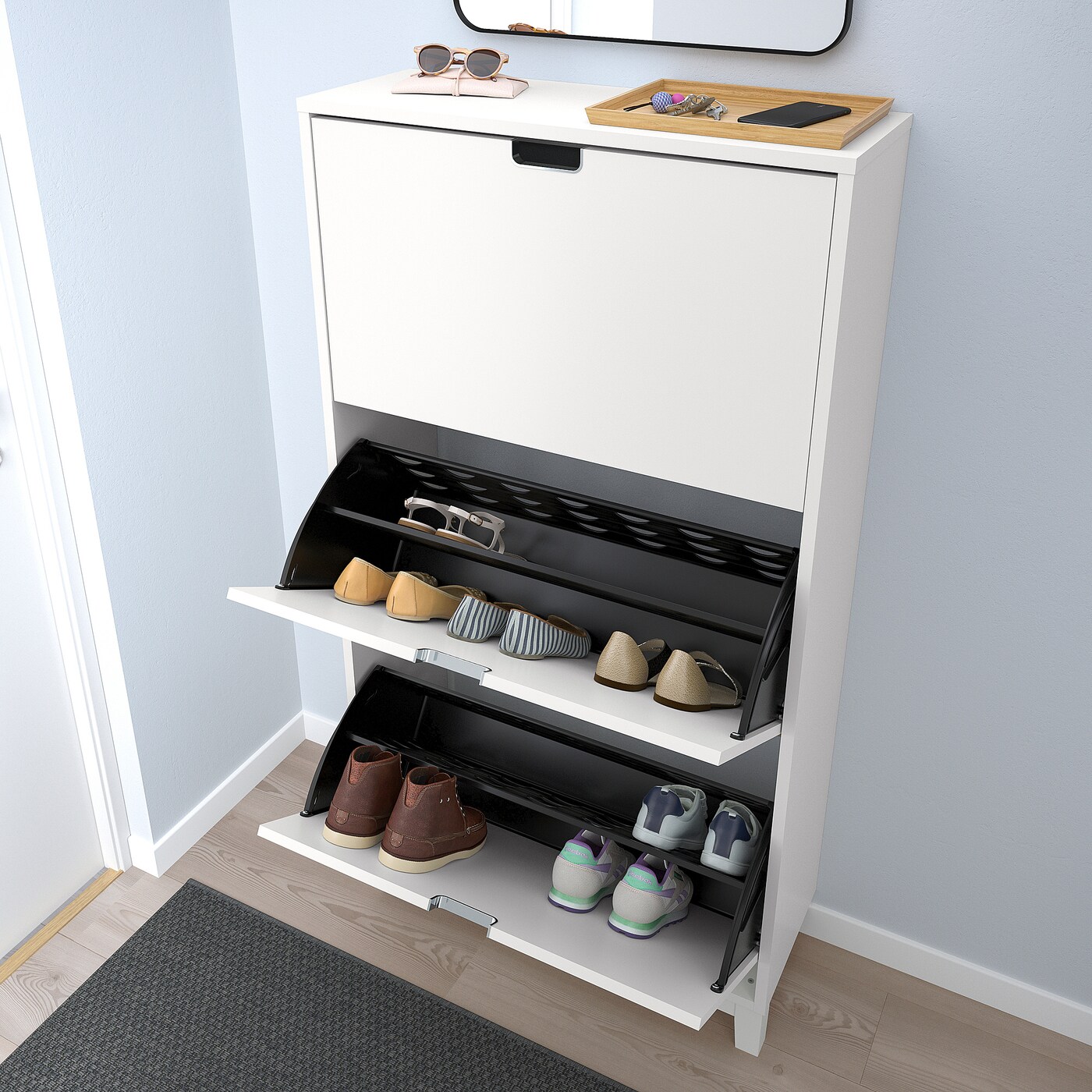 STÄLL shoe cabinet with 3 compartments white - IKEA