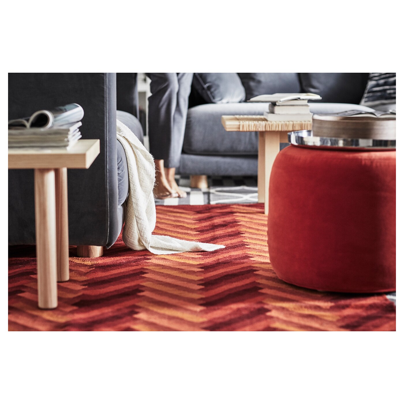 STOCKHOLM 2017 rug, flatwoven handmade/zigzag pattern orange - IKEA