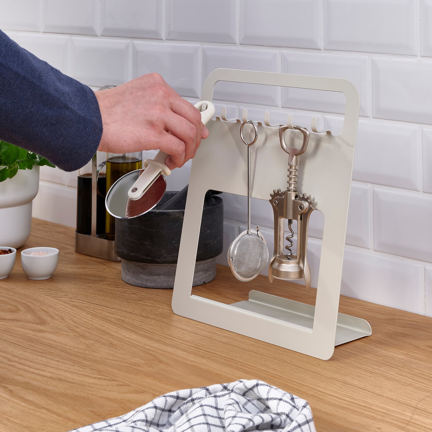 UPPFYLLD holder for kitchen utensils light grey/beige - IKEA