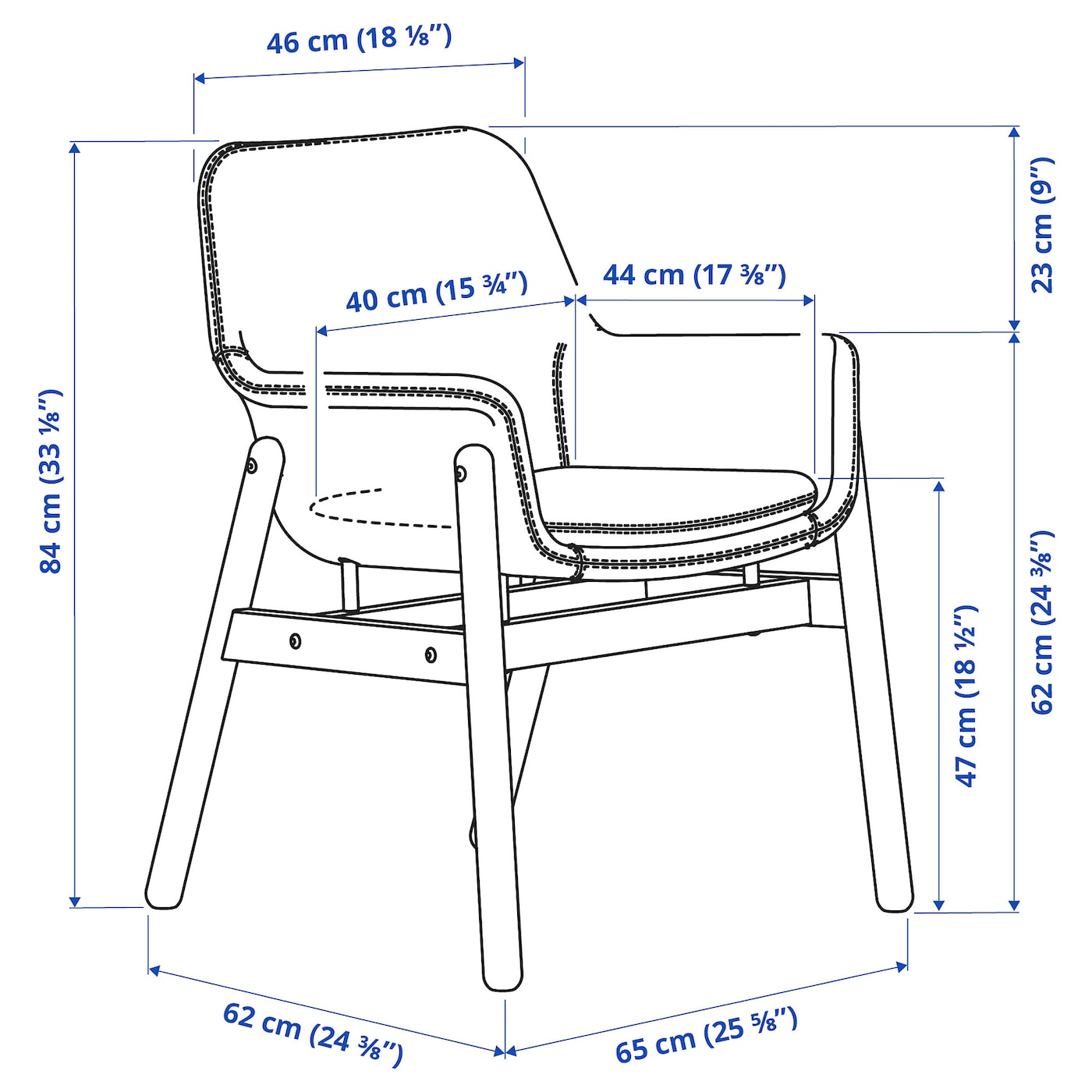 VEDBO chair with armrests birch/Gunnared medium grey - IKEA