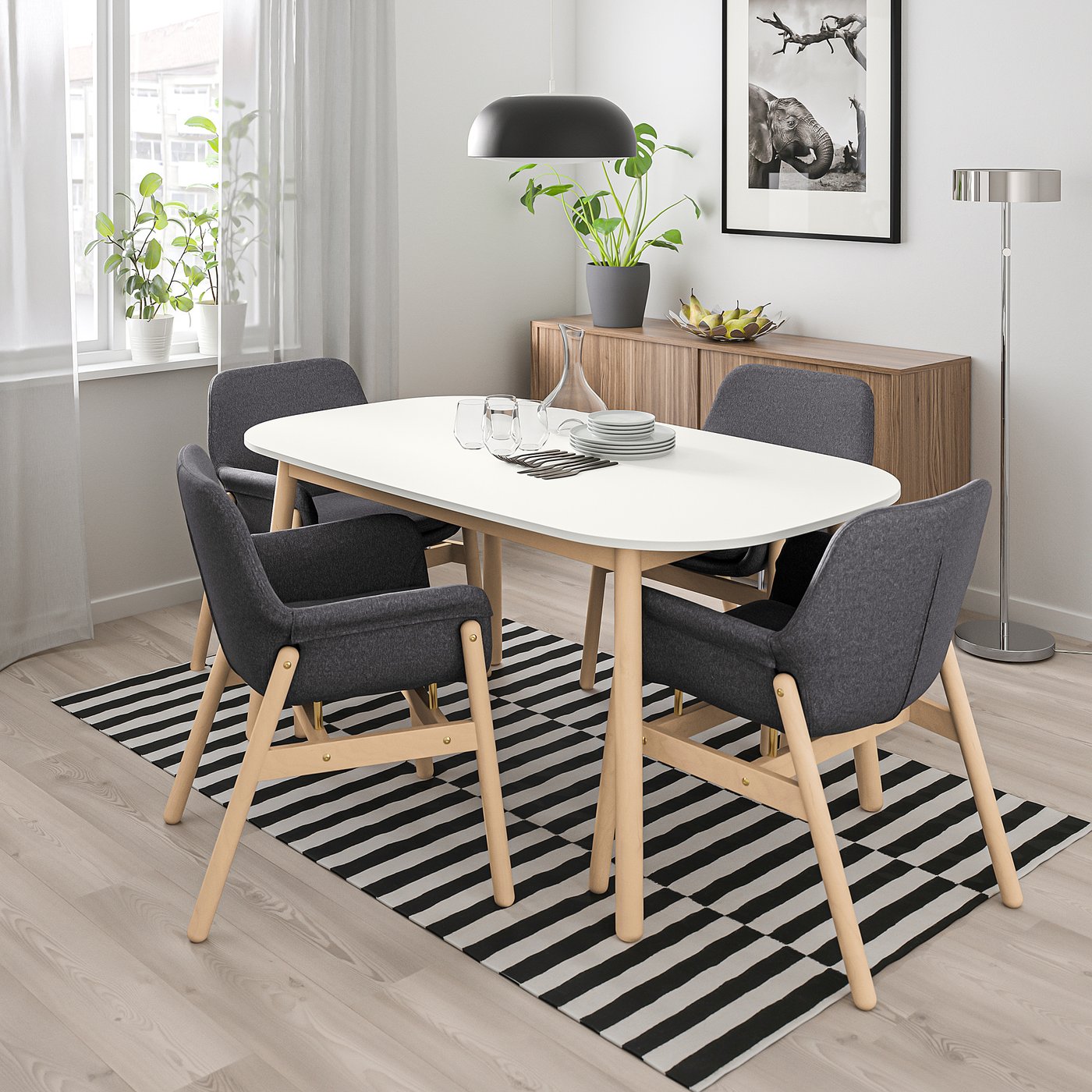 VEDBO / VEDBO table and 4 chairs white/birch - IKEA