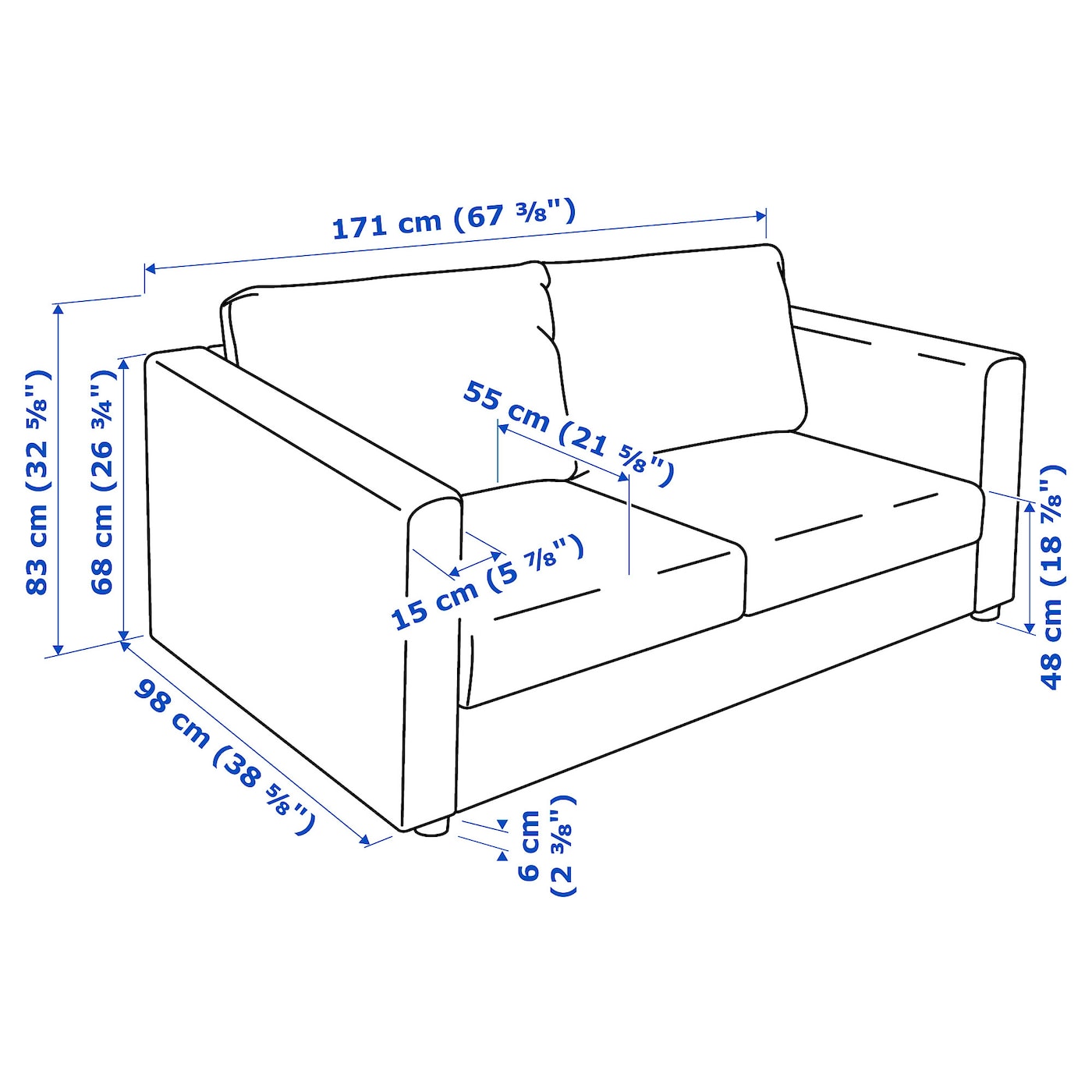 VIMLE 2-seat sofa Hillared dark blue - IKEA