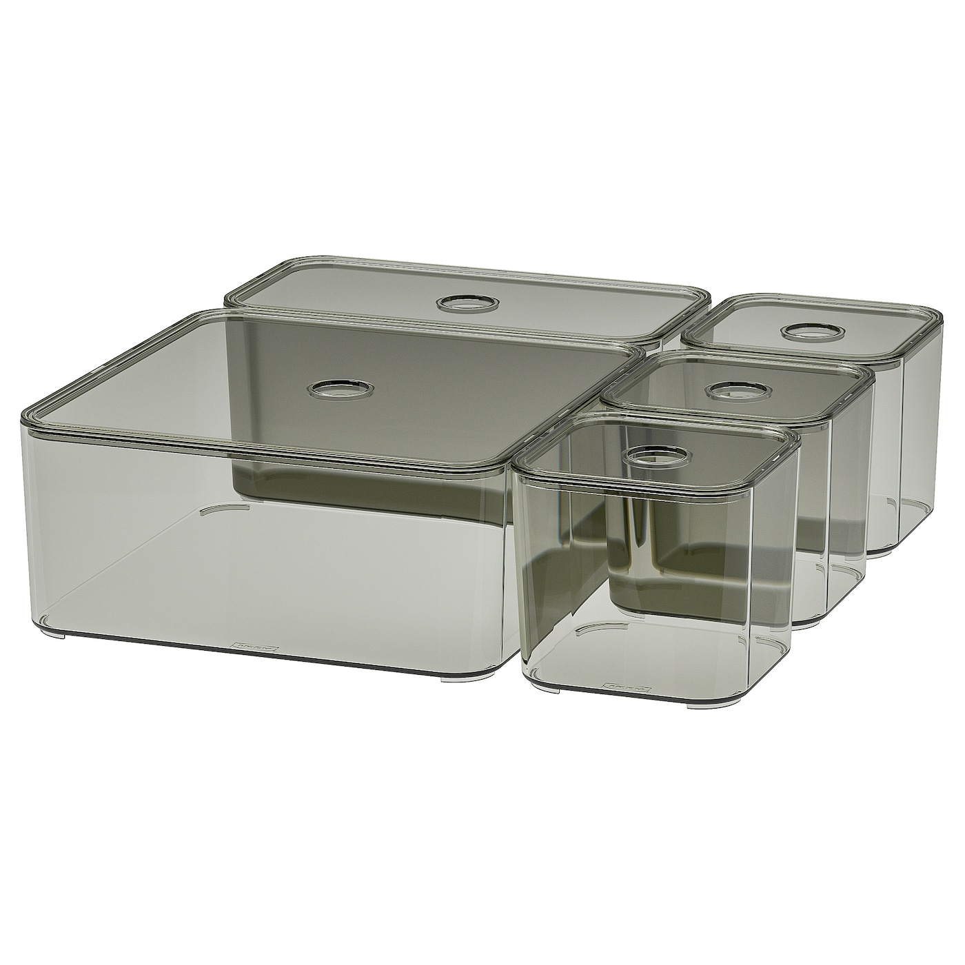 VISSLAÅN box with lid, set of 5 grey - IKEA