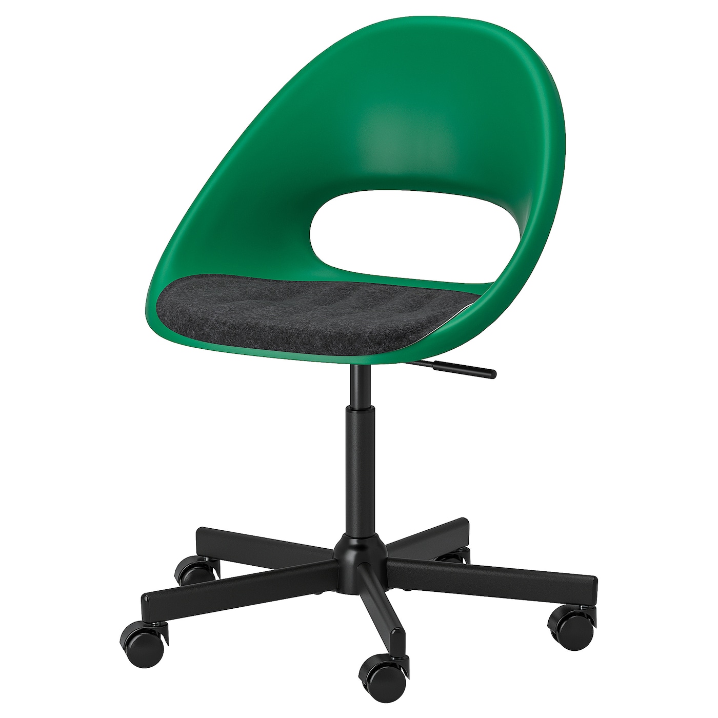 ELDBERGET 埃尔伯格/ MALSKÄR 马尔夏转椅+椅子垫绿色黑色/深灰色- IKEA