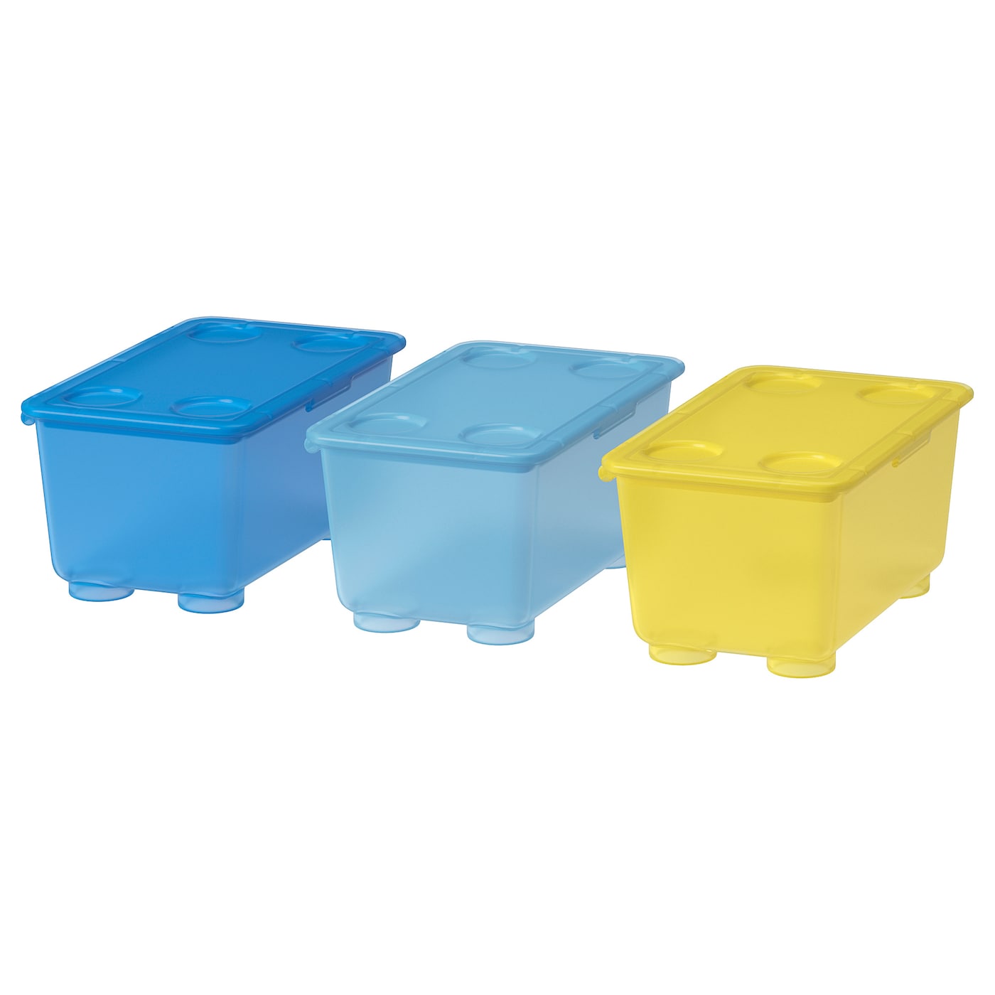 GLIS 格利思附盖储物盒黄色/蓝色- IKEA