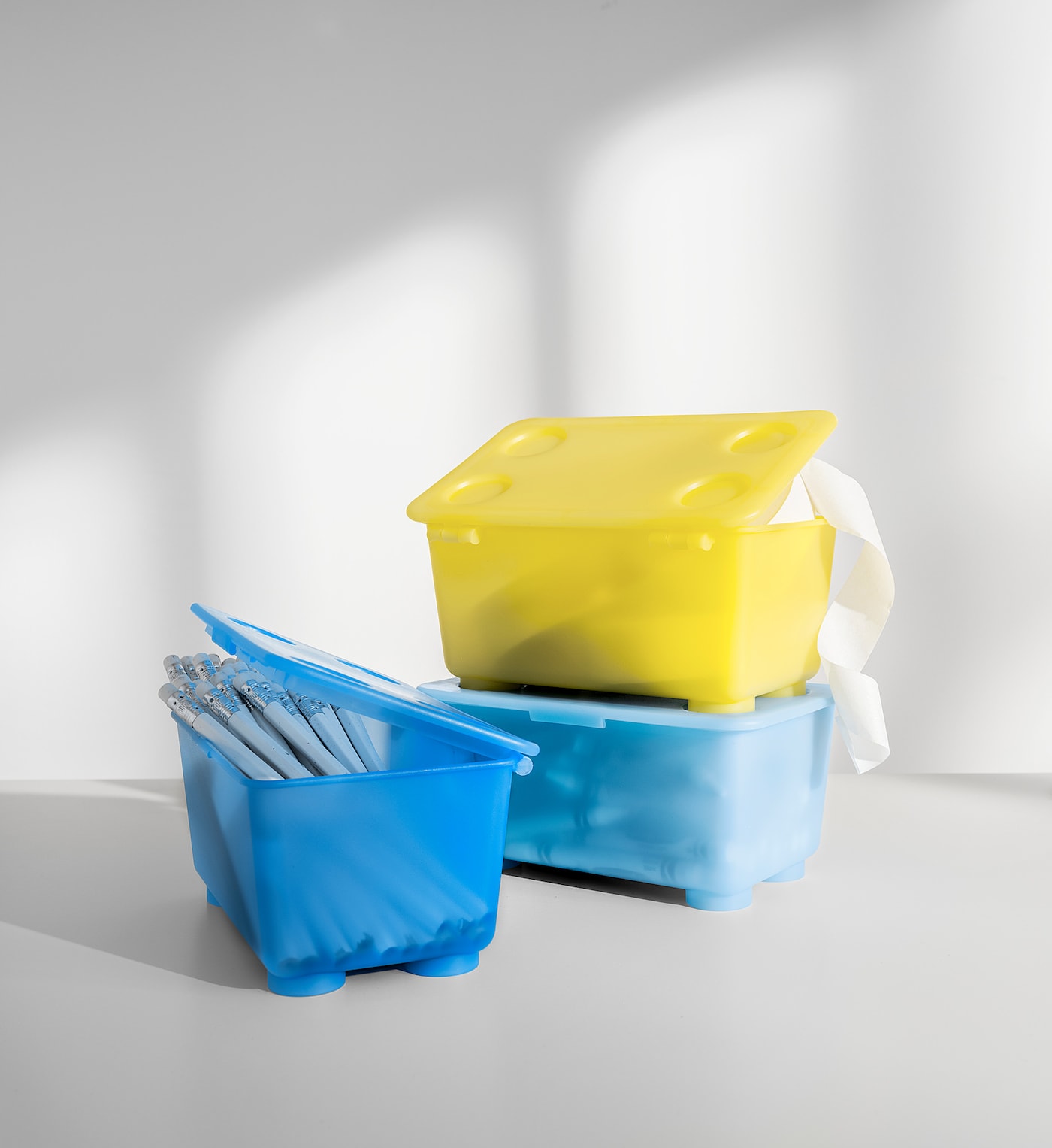 GLIS 格利思附盖储物盒黄色/蓝色- IKEA