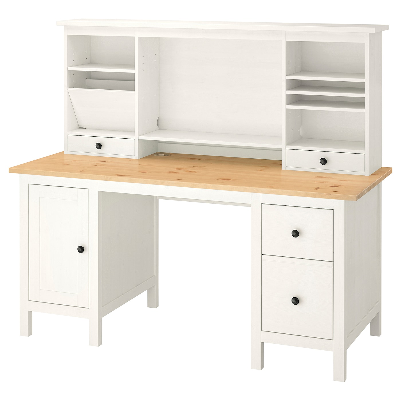 HEMNES 汉尼斯书桌组合白色漆浅褐色- IKEA