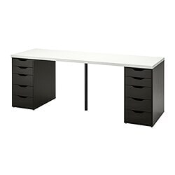 LAGKAPTEN 拉格开普/ ALEX 阿来斯书桌白色/黑褐色- IKEA