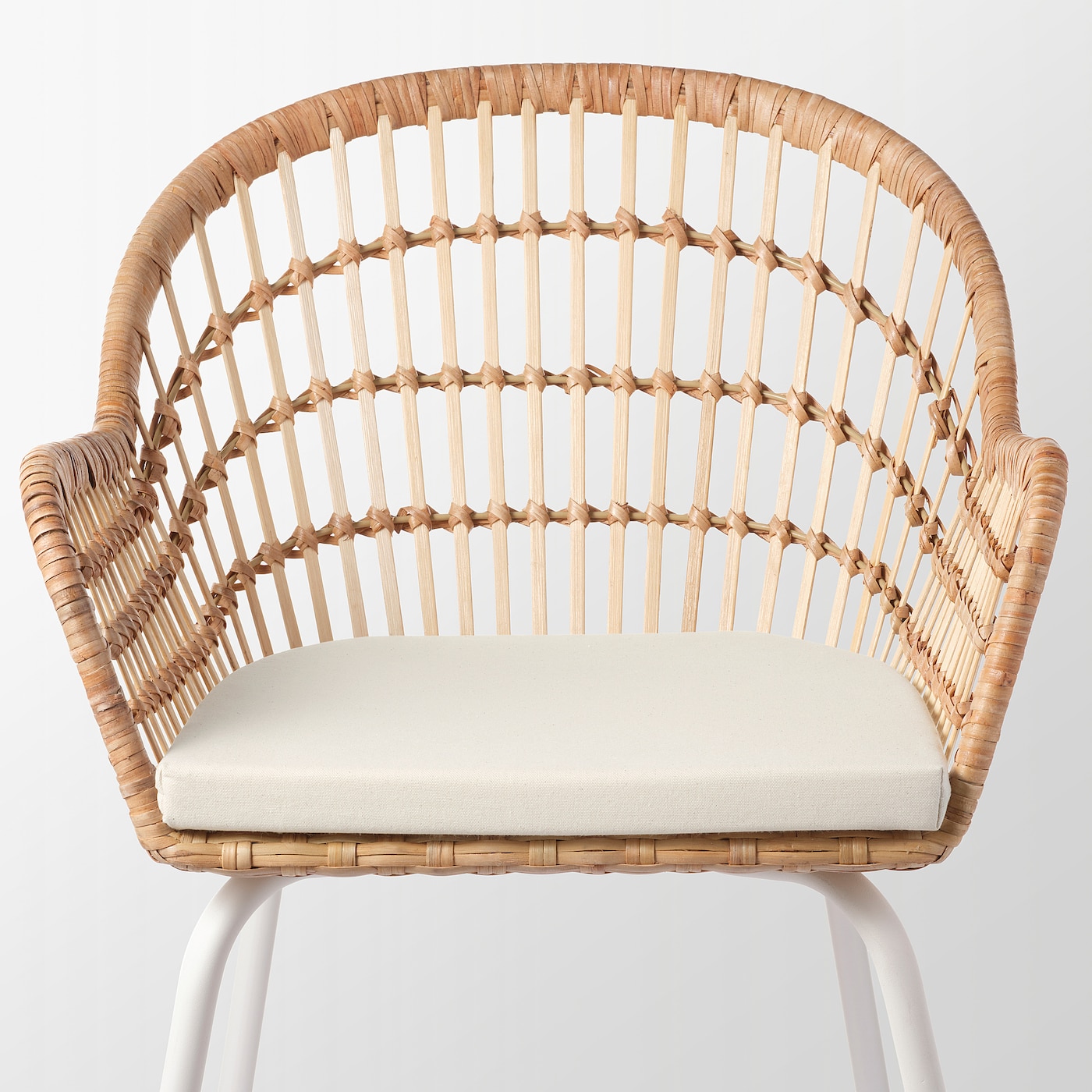 NILSOVE 尼尔索乌/ NORNA 诺尔纳椅子带椅垫藤条白色/莱拉自然色- IKEA